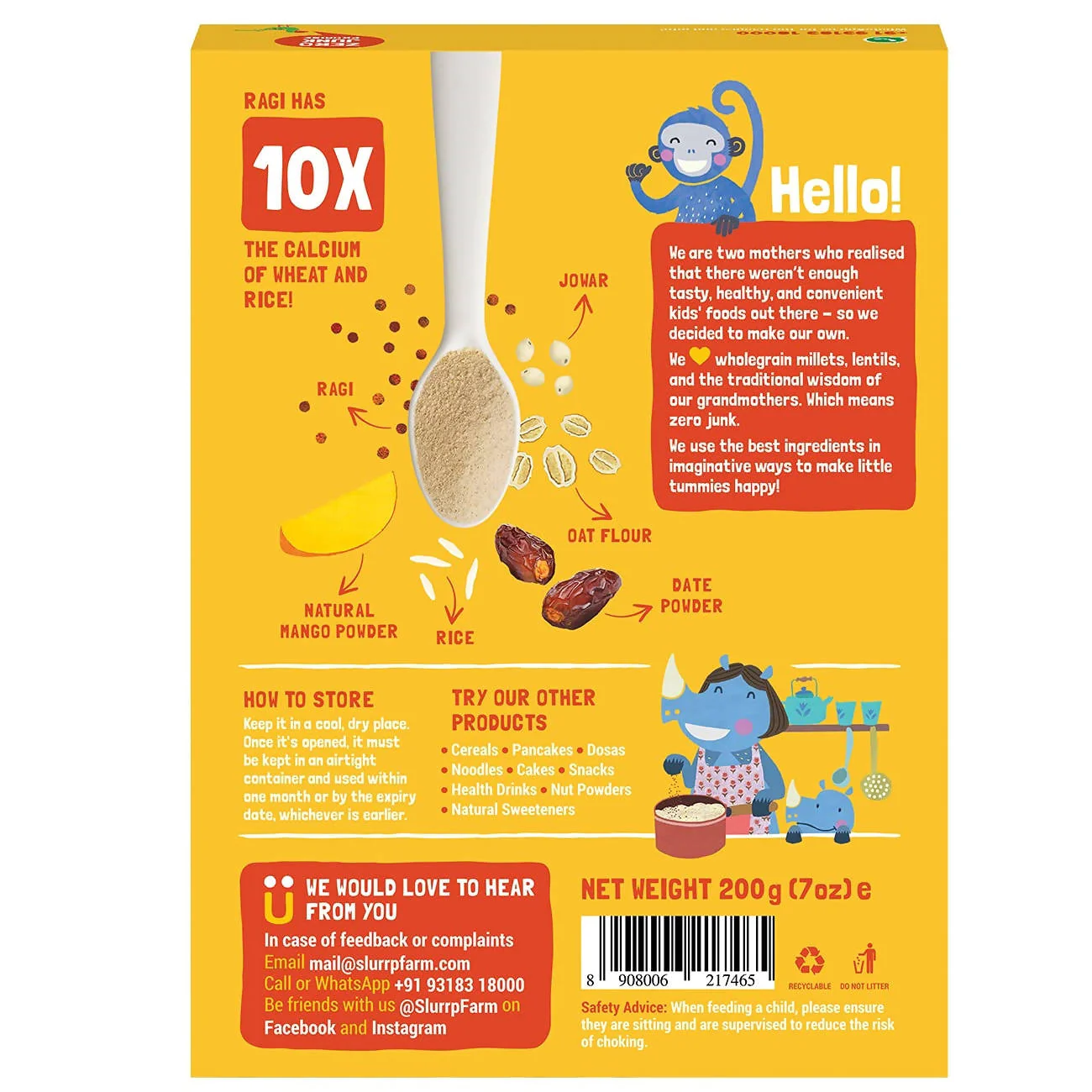 Slurrp Farm Mango, Ragi & Rice With Milk Cereal for Little Ones, 200 g-4.webp